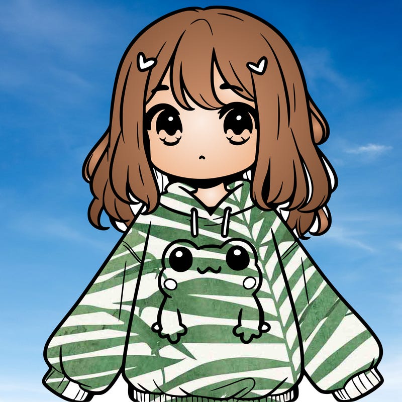 girl wearing frogging sweatshirt