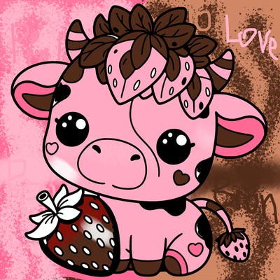 cute strawberry cow