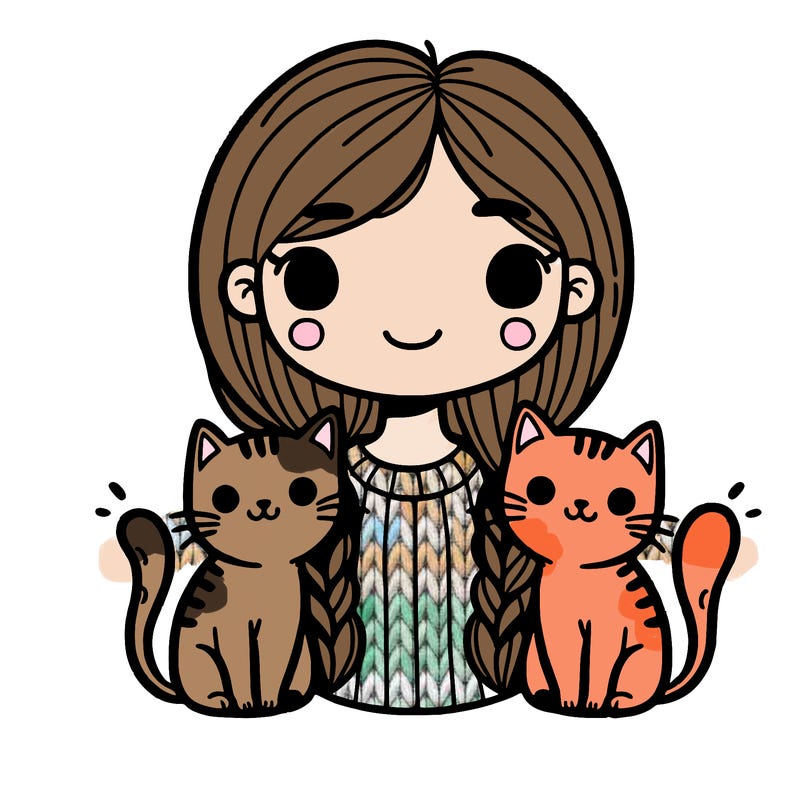 a girl with two cats