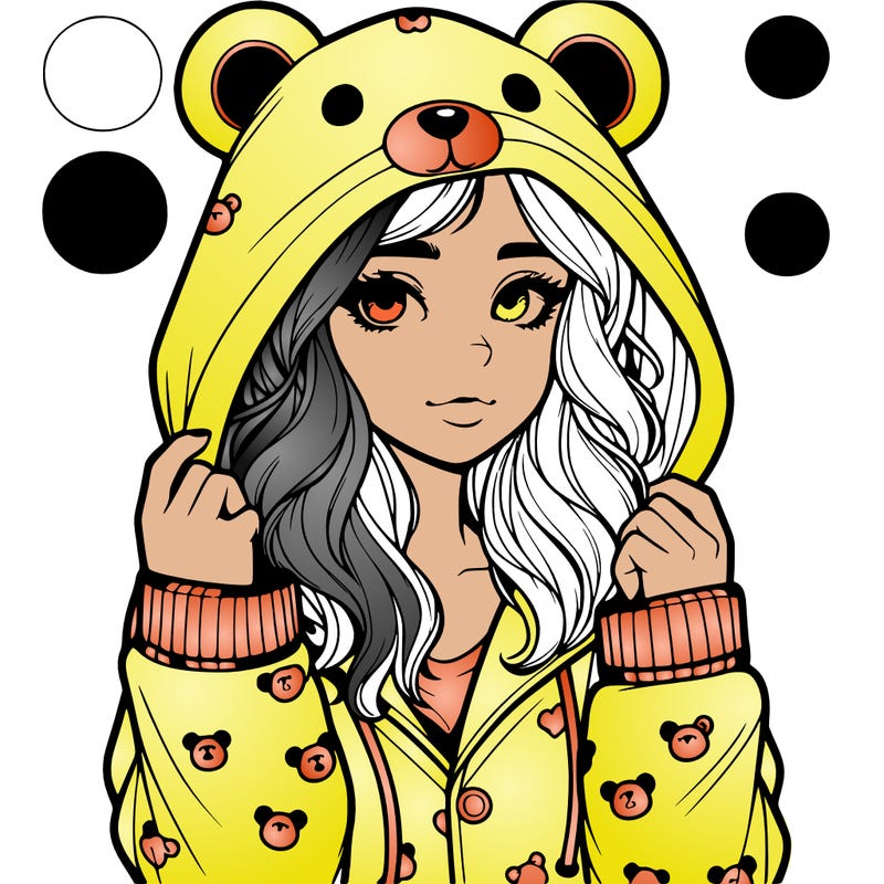 realistic girl in a animal pjs hoodie