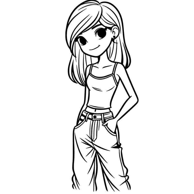 tank top  girl with  baggy jeans teenage  skinny girl  tall