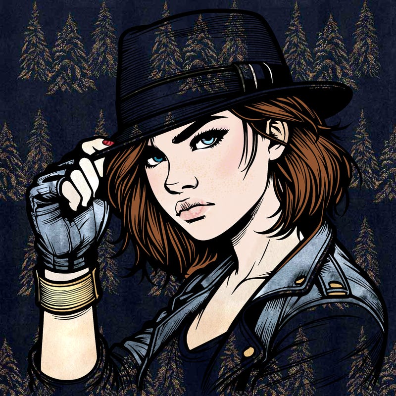 realistic tough girl with hat
