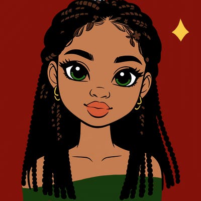 a realistic black girl with braids