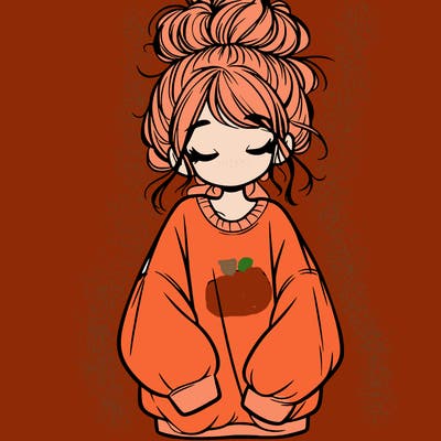 girl with baggy sweatshirt and messy bun