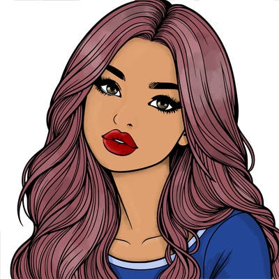 realistic girl with hair on her hair and lips