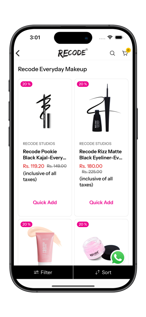 Recode Studios - Recode Studios mobile app product listing for everyday makeup items
