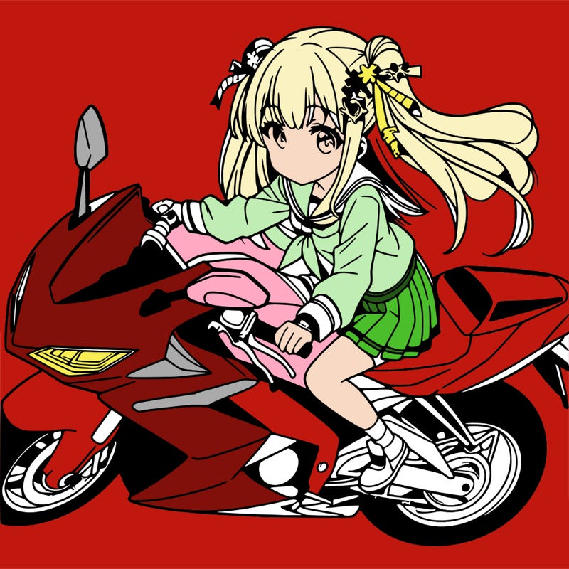 anime girl in a motorcycle