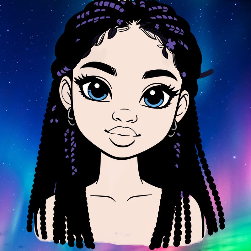 a realistic black girl with braids