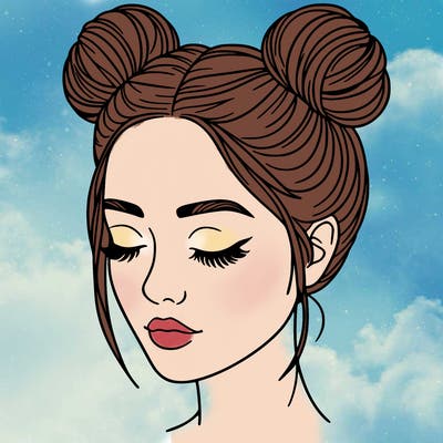 woman with hair buns