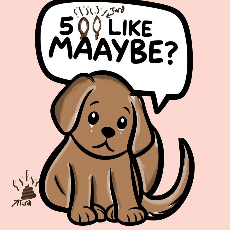 a puppy that says 5 like maybe