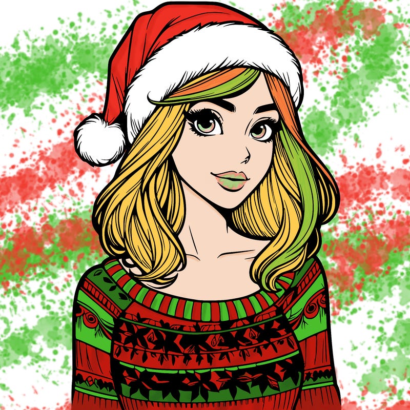 realistic lady in a christmas sweater