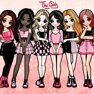 a group of girls realistic