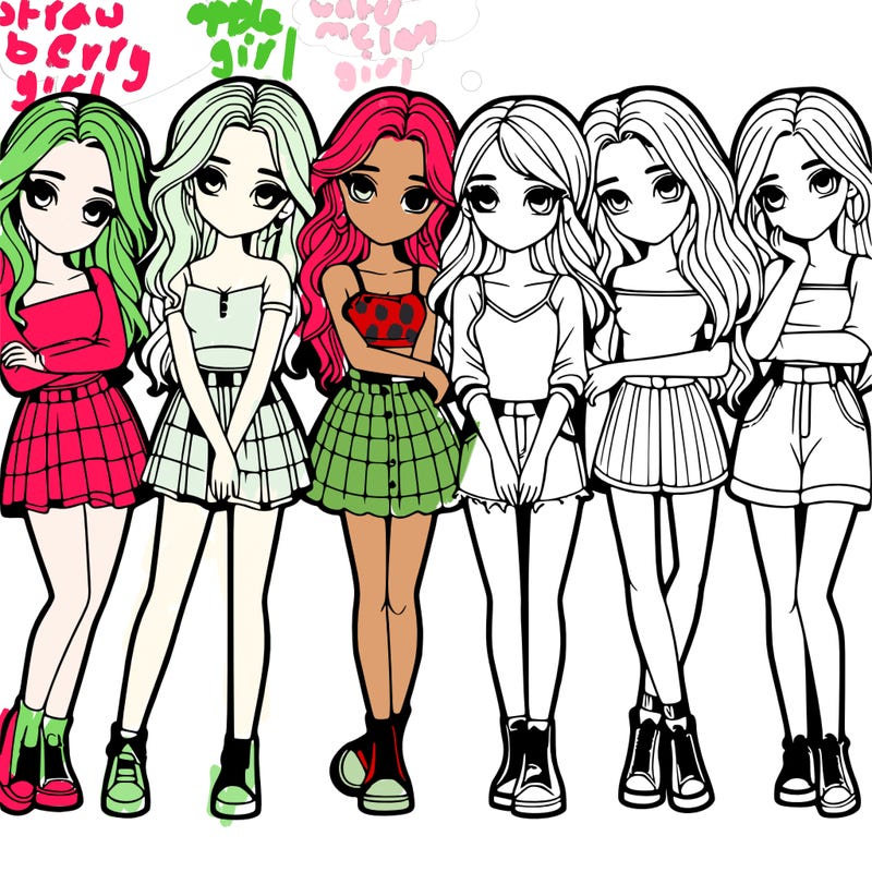 a group of girls realistic