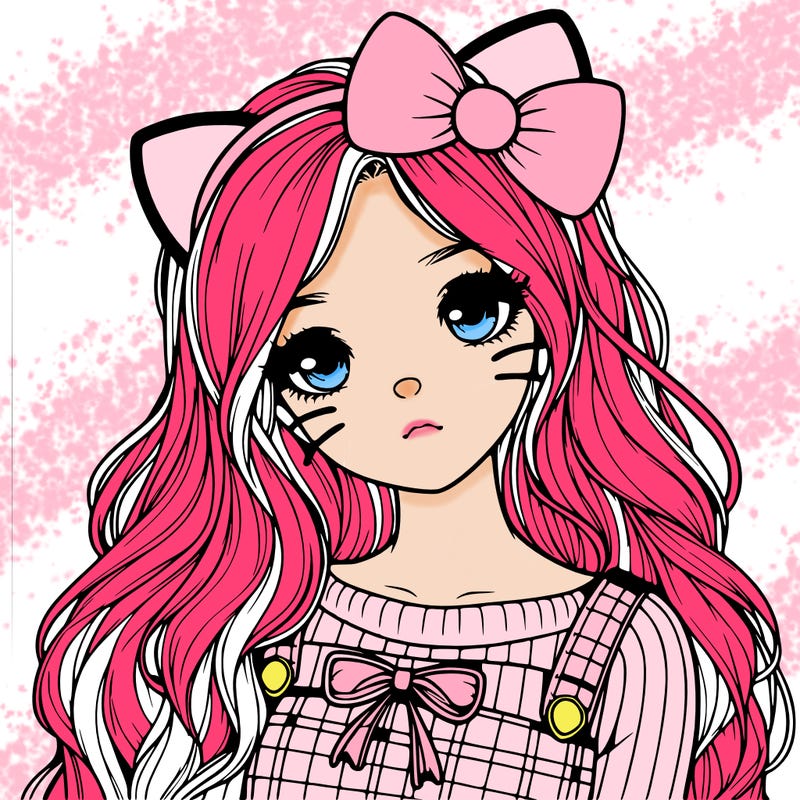 realistic girl with hello kitty ears and bow