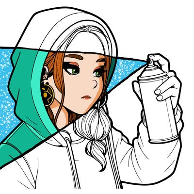 a realistic girl, spray painting