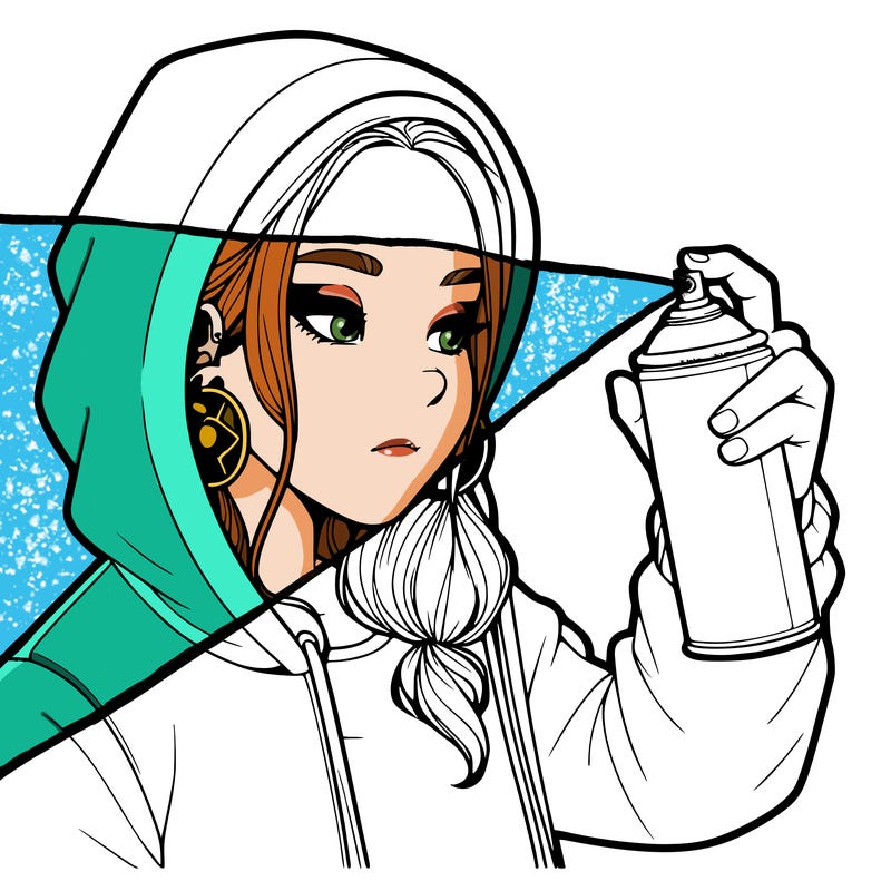 a realistic girl, spray painting