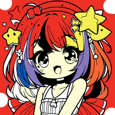 cute anime girl with star accessories