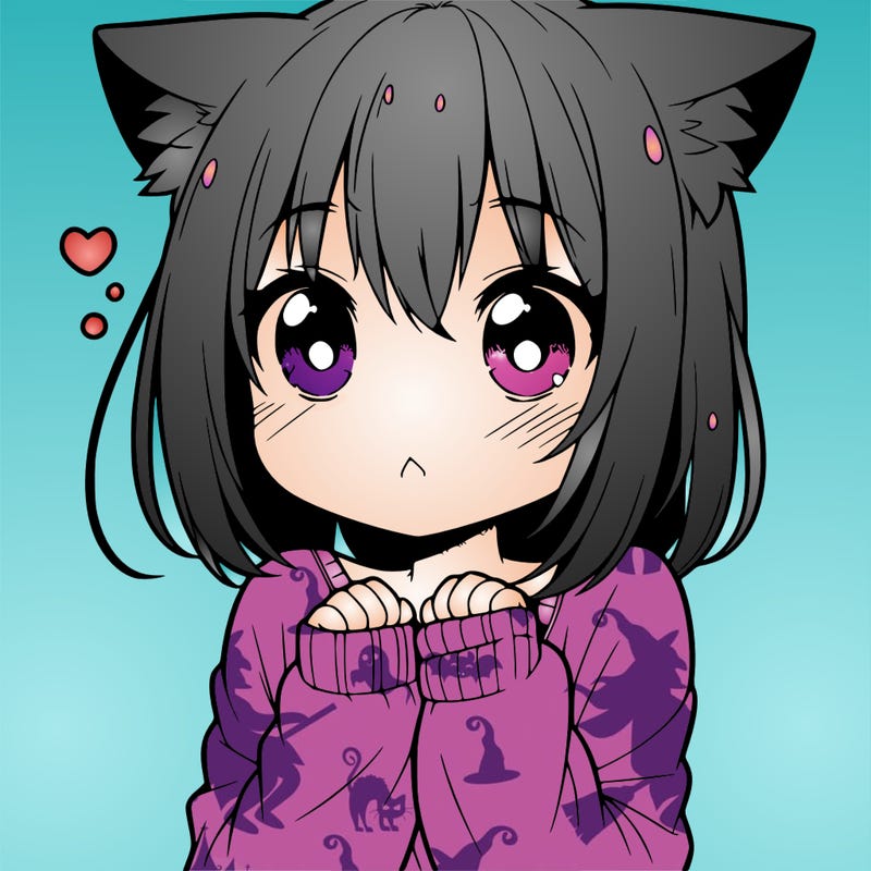shy anime catgirl