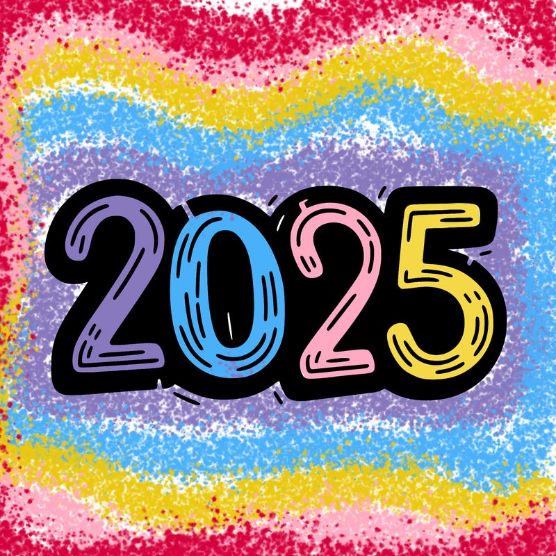 one line scrawled numbers sketch design “2025”