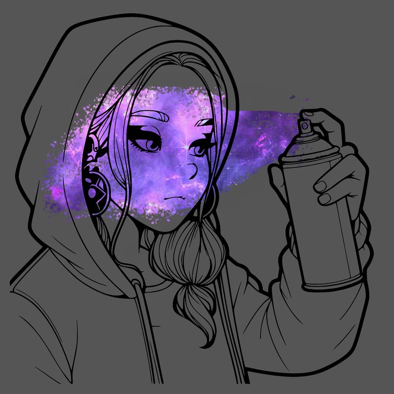 a realistic girl, spray painting