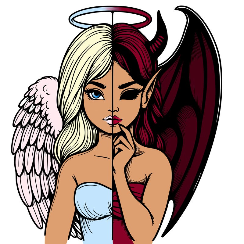 realistic angel half demon