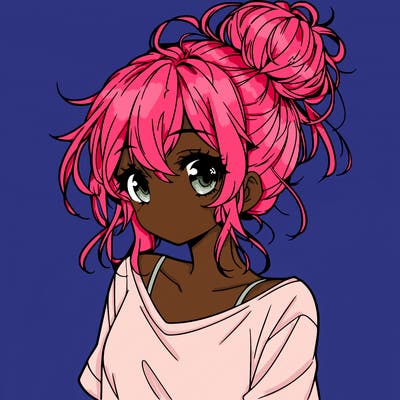 a beautiful anime girl with a messy bun
