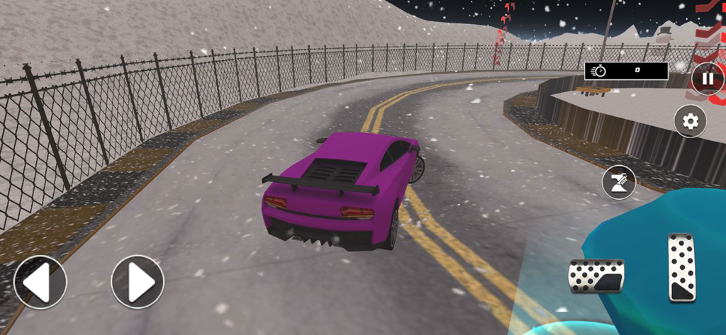 Highway Car Racing Games 2025 - A purple sports car drifting on a snowy highway race track