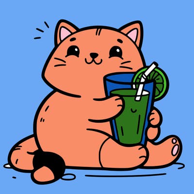 cat with orange juice