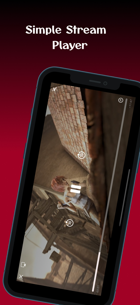 M3U8 Stream Player: TV & Video - Mobile phone screen showing the M3U8 Stream Player video playback interface