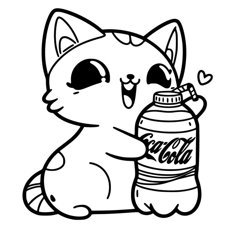 cat drinking coke