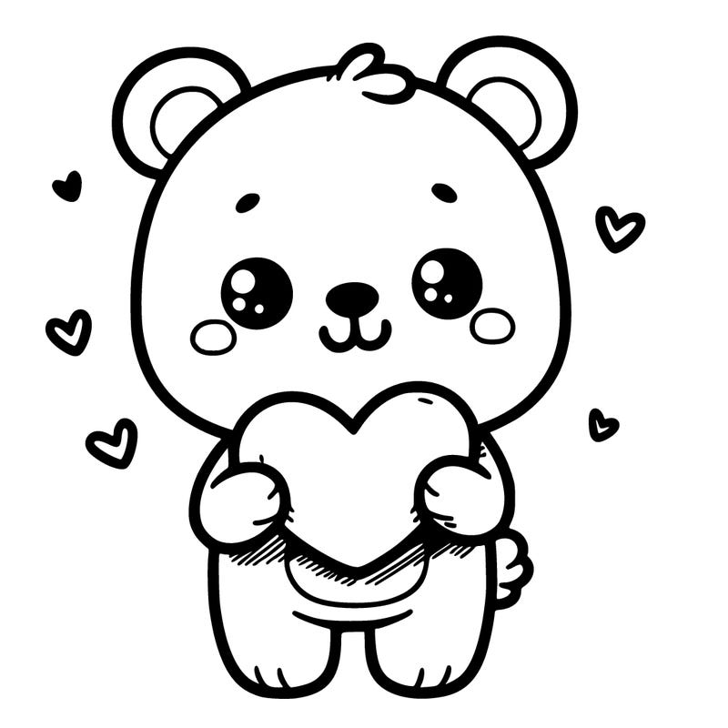 cutie bear holding a heart