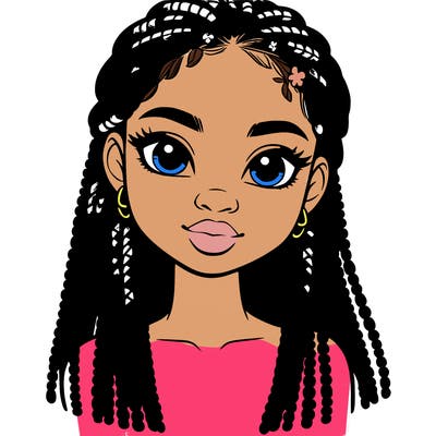 a realistic black girl with braids