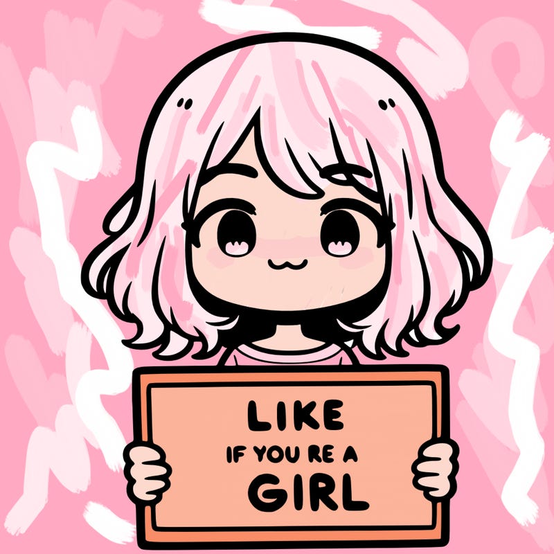 a cute girl holding a sign that says like if you’re a girl
