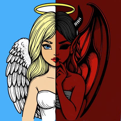 realistic angel half demon