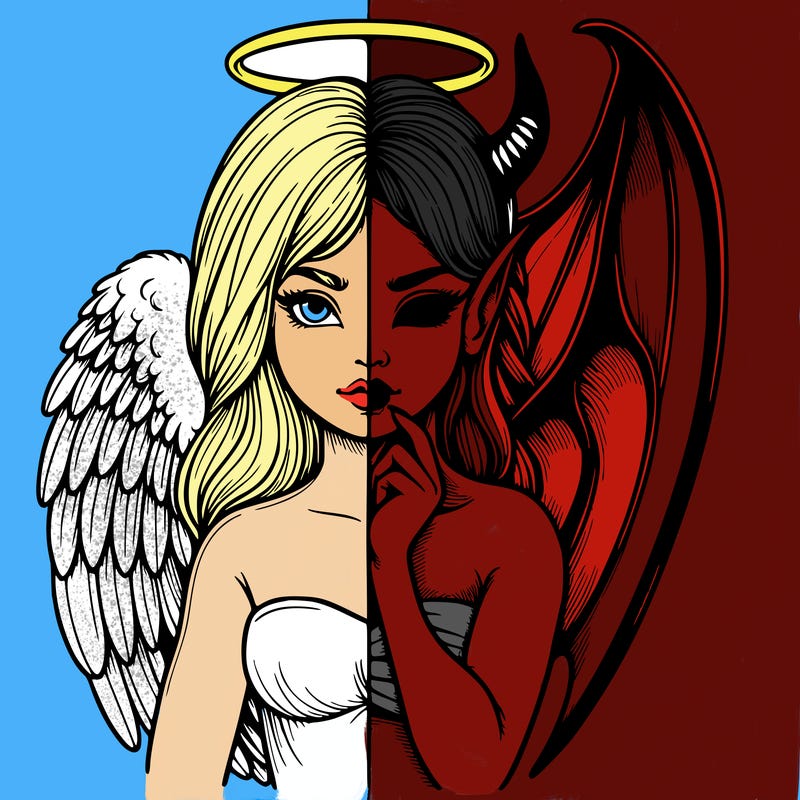 realistic angel half demon