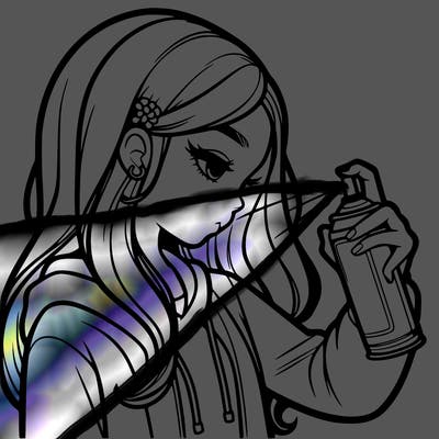 a realistic girl spray painting