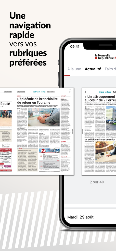 Digital newspaper edition of La Nouvelle Republique on a smartphone screen