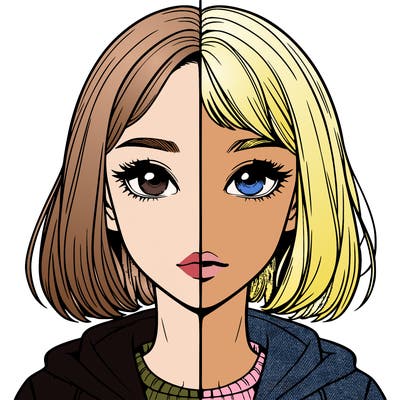 split realistic girl