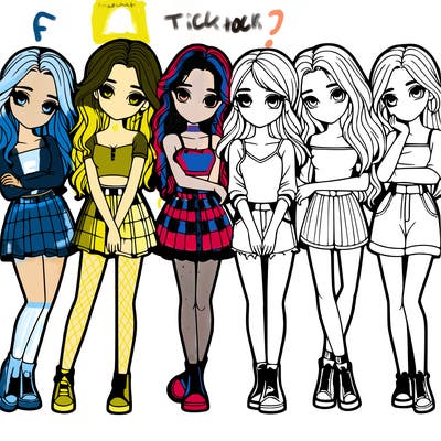 a group of girls realistic