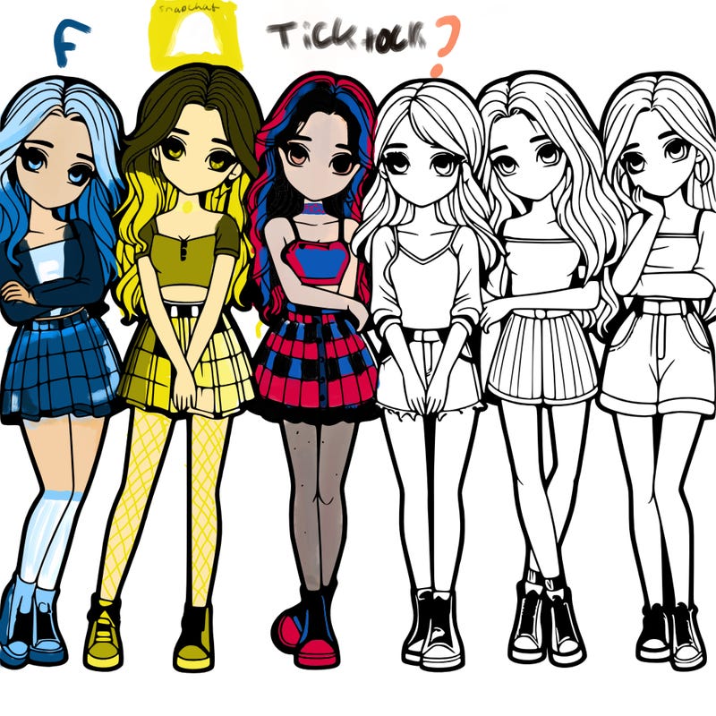 a group of girls realistic