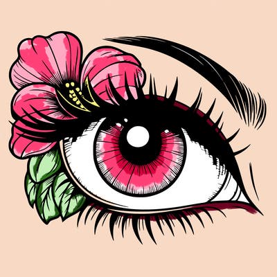 realistic eye with flower