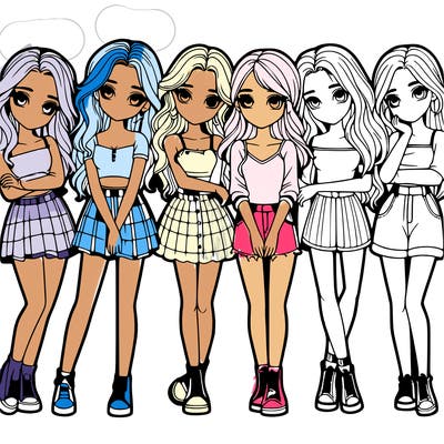 a group of girls realistic