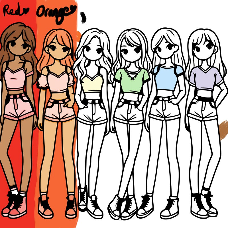 a group of girls wearing crop tops and shorts