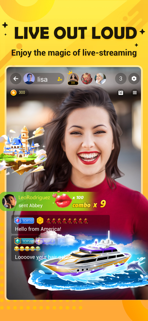 Hago- Party, Chat & Games - Hago App Live-Streaming-Bildschirm mit virtuellen Geschenken und Chat für Streamer