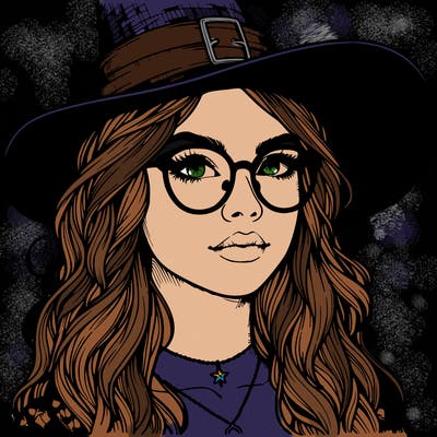 a witch with glasses realistic