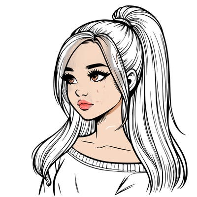 realistic girl with a high ponytail