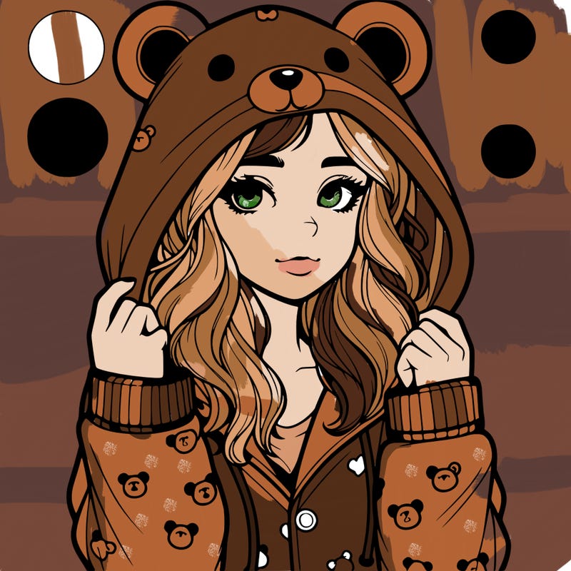 realistic girl in a animal pjs hoodie