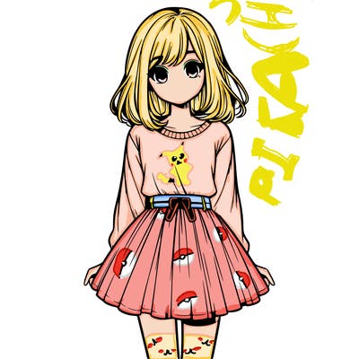 realistic girl with a skirt on