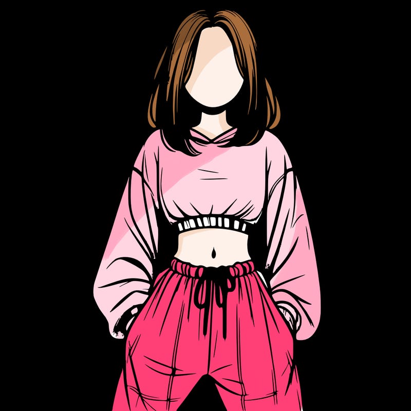 realistic girl faceless with baggy pants and a crop top