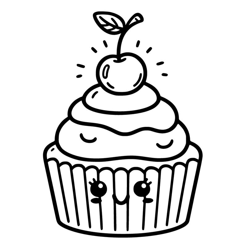 cupcake with a smile and a cherry on top